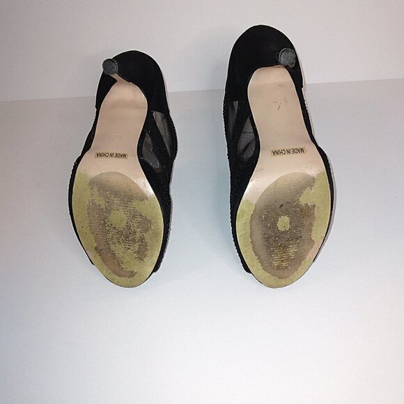 DE BLOSSOM COLLECTION BLACK MESH BEADED HEELED BOOT | STYLE YAEL-54 | SIZE 8.5 - Picture 6 of 9